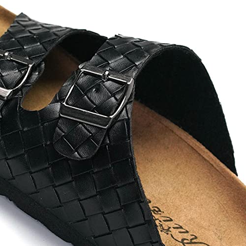 COQUI Slippers,2021 Nuevo Primavera Summer Cork Slippers Hombres Pareja Tejido Playa de Mujer Zapatos Estudiantes Ocio Cross-Border-Negro_39