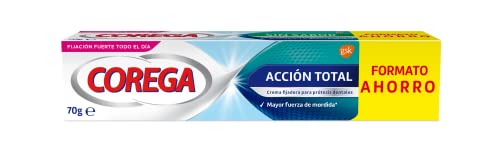 Corega, Acción Total, Crema Fijadora para Prótesis Dentales, Hasta 12 Horas de Fijación, 70 g