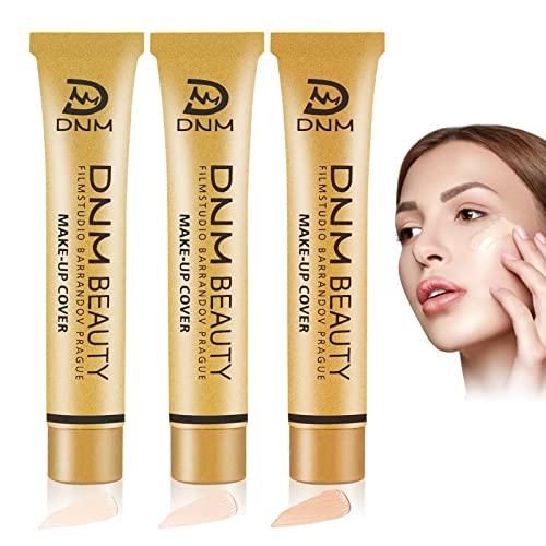 Corrector, corrector de cobertura total, Crema para cubrir el maquillaje que cubre el acné y las pecas, cubre inmediatamente el conjunto de cosméticos de contorno a prueba de agua, 3 piezas