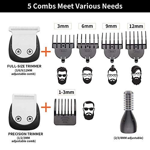 Cortapelos Hombre,Recortadora de barba Profesional,Maquina Cortadora de Pelo Recargable,Set de Multifunción Cortapelos/Nariz/Barba/Cara/Cuerpo y Máquina de Afeitar Precisión Impermeable 6 en 1