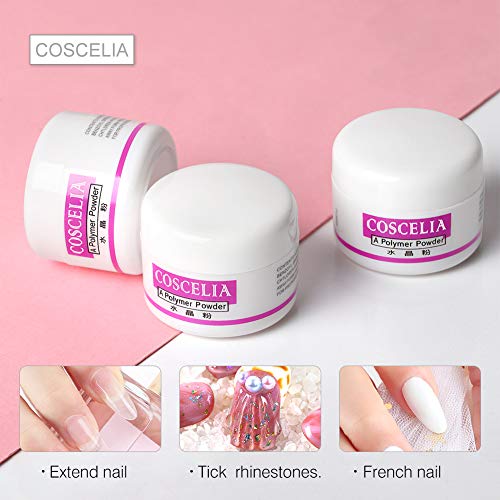 COSCELIA Kit para Uñas Acrilicas Completo Decoración Uñas Acrilicas Porcelana para Uñas Kit Blanco Rosa Transparente