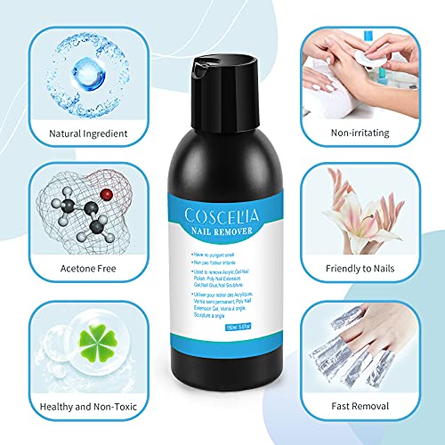 COSCELIA Quita Esmalte Semipermanentes Para Uñas, 150ML Remover Uñas Semipermanentes con 100 Removedor Almohadillas, Limpiador Profesional De Uñas Para Manicuras Y Pedicuras