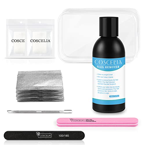 COSCELIA Quita Esmalte Semipermanentes Para Uñas, 150ML Remover Uñas Semipermanentes con 100 Removedor Almohadillas, Limpiador Profesional De Uñas Para Manicuras Y Pedicuras