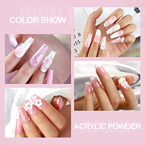 COSCELIA Uñas Arte Polvo Transparente y Rosa 120g Polvo de Uñas Arte Polvo Cristal Decoración de Manicura