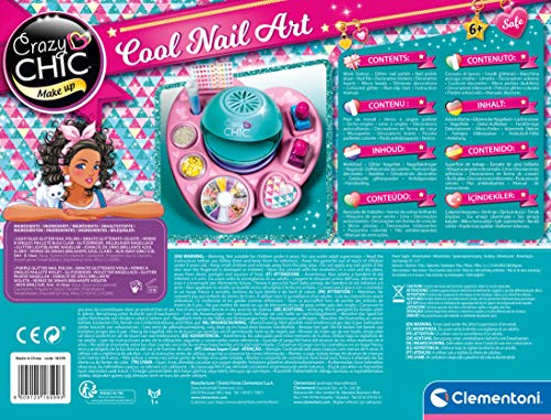 Crazy Chic Clementoni- Chic-Cool Nails Maquillaje niña Set manicura, Multicolor (Clementoni S.p.A 18599) + Clementoni-15225 Decora tu Cabello Juego para Decorar el Cabello a Partir de 6 años