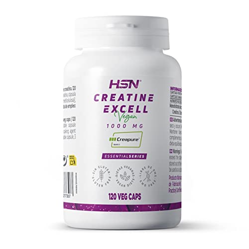 Creatina Creapure en Cápsulas de HSN | Creatina Excell 1000 mg 100% Creapure | Sello de Calidad Garantizada | Monohidrato de Creatina Micronizada | No-GMO, Vegano, Sin Gluten