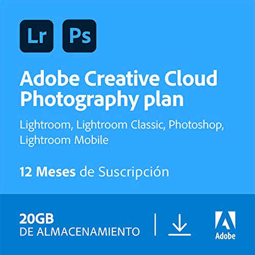 Creative Cloud Photography plan with 20GB | 1 Año | PC/Mac | Código de activación enviado por email