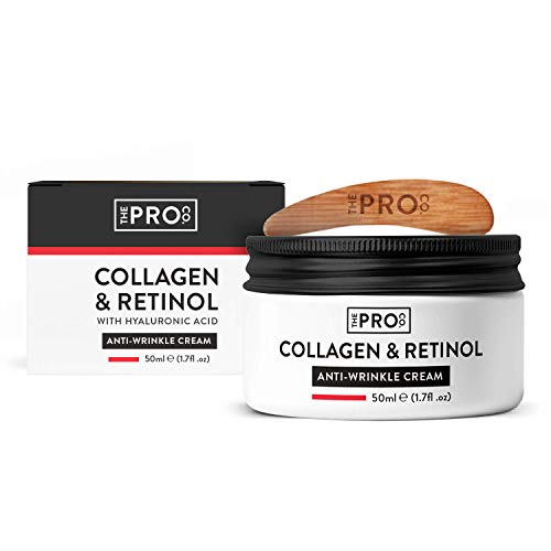 Crema Antiarrugas de Colágeno y Retinol 50 ml - Apta para veganos - Embalaje sostenible sin plástico - Crema Facial Antiarrugas con Ácido Hialurónico - Fabricada en el Reino Unido por The Pro Co