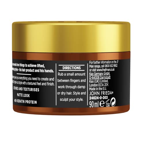 Crema de arcilla para levantar el sistema John Frieda Man, 90 ml