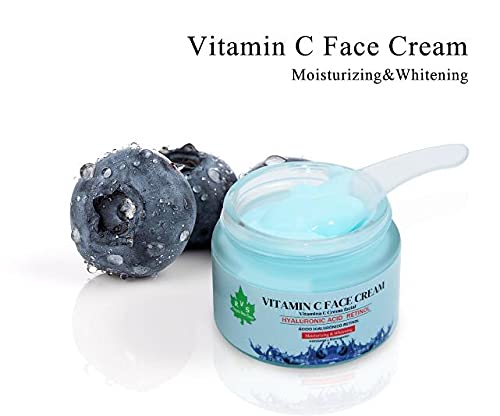 Crema facial ANTI EDAD con Vitamina C y Acido Hialurónico Retinol 50ml Hidratante y Blanqueador con Arándano . Hombre y Mujer DIA y NOCHE. Rostro y Cuello . VEGAN