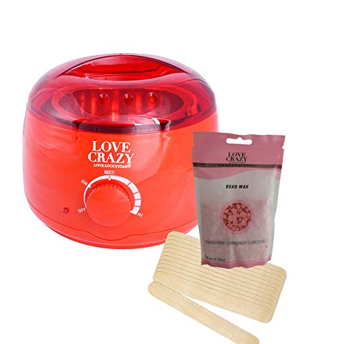 Cris nails - calentador de cera eléctrico love crazy para depilación profesional 500ml, incluido 1 bolsa de ceras en forma de frijoles y 10 espátulas pequeñas de madera.