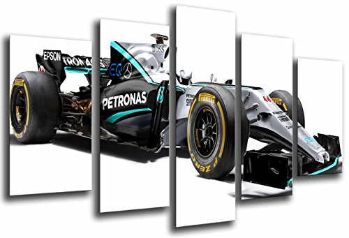 Cuadro Fotográfico Coche Mercedes Formula 1, Hamilton, Bottas 2017 Tamaño total: 165 x 62 cm XXL