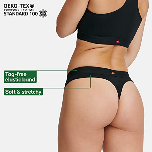 DANISH ENDURANCE Tanga Mujer en Algodón Orgánico Pack de 3 (Negro, Small)