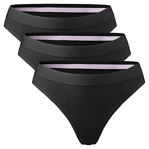 DANISH ENDURANCE Tanga Mujer en Algodón Orgánico Pack de 3 (Negro, Small)