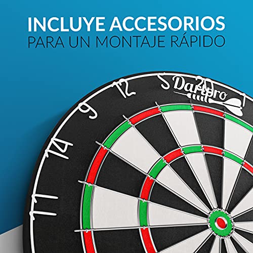 DartPro Diana con dardos - Diana de sisal autoreparable - Diana con hilos extrafinos - Juego de diana con 6 dardos profesionales