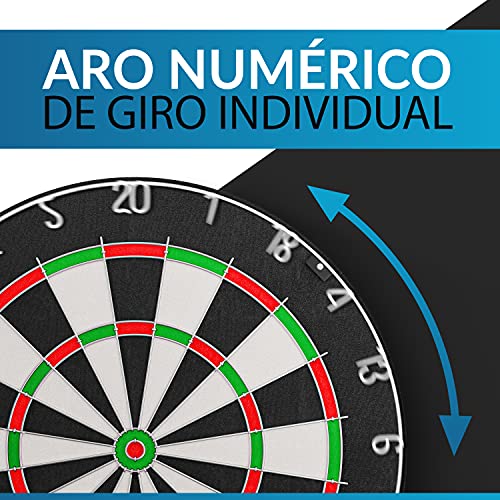 DartPro Diana con dardos - Diana de sisal autoreparable - Diana con hilos extrafinos - Juego de diana con 6 dardos profesionales