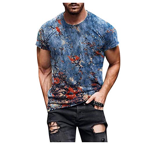 Dasongff Camiseta de manga corta para hombre con impresión 3D, camiseta de manga corta, informal, ajustada, con divertido cuello redondo en 3D