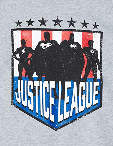 DC Comics Justice League Comics-Silhouette Shield Camiseta, Gris (Sports Grey), L para Hombre