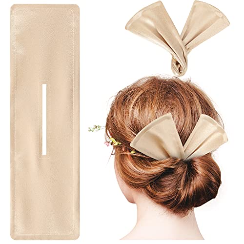 Deft Bun Tornado de Pelo Fabricante de Moño de Cabello Clip de Fabricante de Moño con Cable Moldeador de Moño de Peinado Reutilizable Banda Elástica Grande de Cabello para Mujer (Oro Claro)