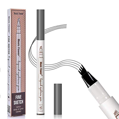 Delineador de Cejas, Lápiz de Tatuaje para Cejas, Líquido Pluma de la Ceja, Eyebrow Tattoo Pen, Eyebrow Pencil Larga Duración, Impermeable, Aspecto Natural (Gris oscuro)