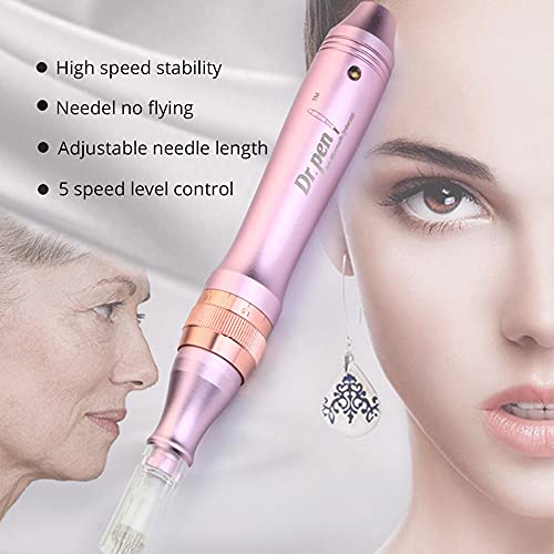 Dermapen de Microagujas Profesional Inalámbrico Eléctrico Dr. Pen Ultima M7 Derma Pen Kit de Herramientas Antienvejecimiento para el Cuidado de la Piel con Agujas de Cartucho de 12 piezas * 12 pines