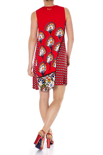 Desigual Abanicos Vento Vestido, Rojo (Rojo Roja 3061), XL para Mujer