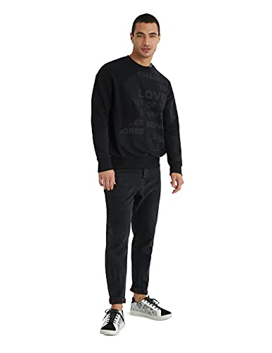 Desigual Sweat_Wayne Sudadera, Negro, L para Hombre