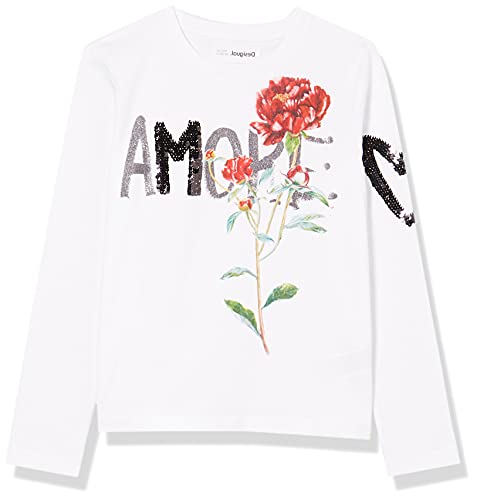 Desigual TS_Flor Camiseta, Blanco, 3-4 Años para Niñas