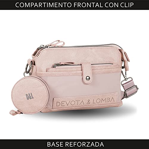 Devota Lomba. Bolso Bandolera Mujer Bolsos de Hombro Mujer. Bolso Calidad. Cremallera. Idea Regalo. Bolsos para Diario. 22 x 15 x 8 cm. Tender 228122-02. Color Nude