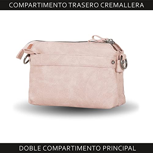 Devota Lomba. Bolso Bandolera Mujer Bolsos de Hombro Mujer. Bolso Calidad. Cremallera. Idea Regalo. Bolsos para Diario. 22 x 15 x 8 cm. Tender 228122-02. Color Nude