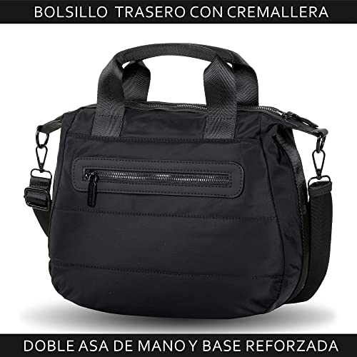 Devota y Lomba. Bolsos de Hombro Bandolera. Bolso Bandolera Mujer. Bolso Calidad. Cremallera. Idea Regalo. Bolsos para Diario. 32 x 23 x 13 cm. Plex 227966-01. Color Negro