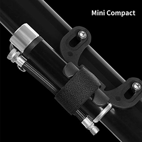 Dioxide Mini Bomba para Bicicleta, Portátil Bomba de Aire 120 PSI Alta Presión Se Adapta a Presta y Schrader Ideal para Bicicletas de Montaña/Moto/Pelotas