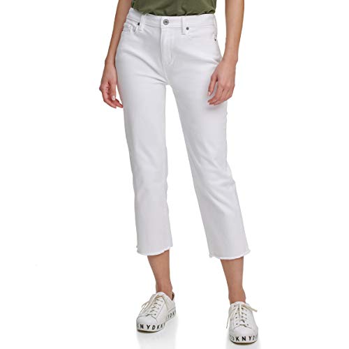 DKNY E0rl2630, Rivington Slim Straight Crop Jeans, White, 29 De Las Mujeres