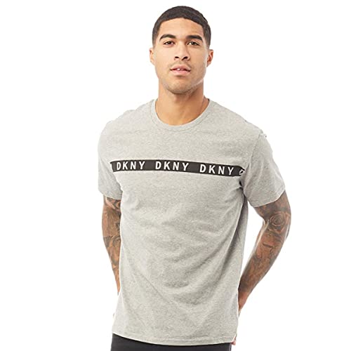 DKNY Hombre Camiseta De Pijama Cuello Redondo Manga Corta Gris Marga M