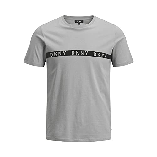 DKNY Hombre Camiseta De Pijama Cuello Redondo Manga Corta Gris Marga M