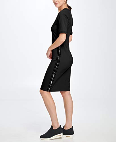 DKNY Sport Women's Sneaker Dress Vestido Informal, Negro con Cinta Negra y Blanca, S para Hombre