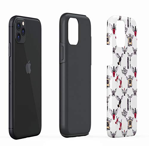 DODOX You Make Me Happy Shoes & Parfume Girl Stuff Pattern Case Cover Compatible with iPhone 11 Pro Silicone Inner & Outer Hard PC Shell 2 Piece Hybrid Armor