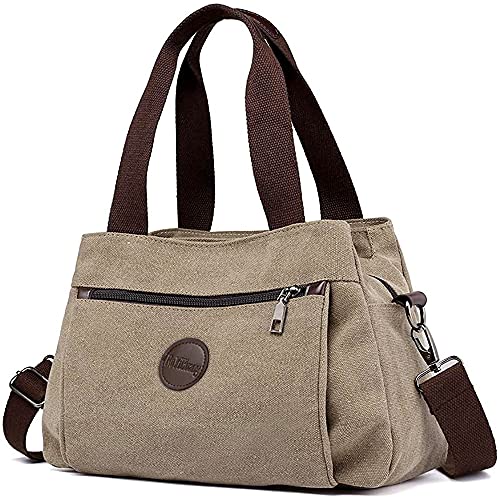 DORRISO Bolsos Mujer Bandolera Mochila Bolso Lona Bolso Tote Bolso Grande Bolso Trabajo Escuela Viajes Bolsos Cruzados Caqui