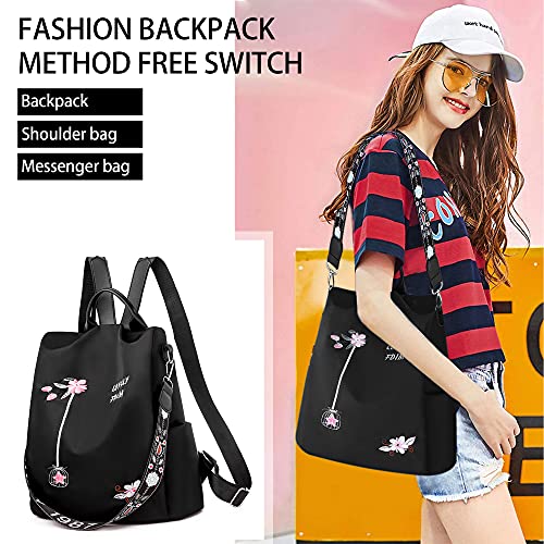 DORRISO Mochila de Mujer Lindo Nylon Bolso Anti-Robo Bolsa de Viaje Bolsa Gran Capacidad Ligera Vacaciones Bolsas de Hombro Backpack Mochila de Señoras Negro