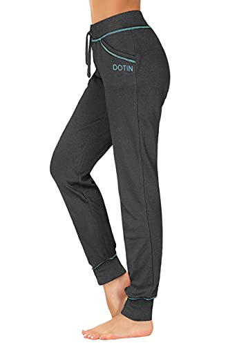 DOTIN Pantalón Mujer Largo Pantalones Deportivos Casual Invierno Otoño Pants Correr Jogging Fitness Gris Oscuro L