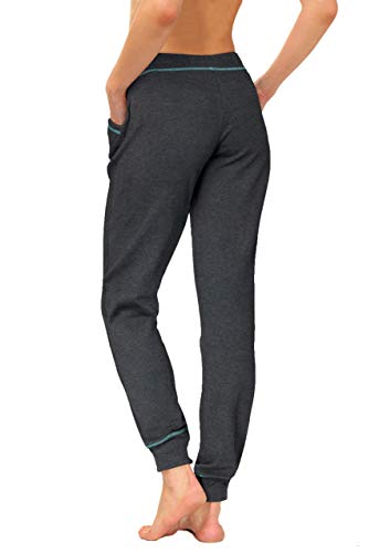 DOTIN Pantalón Mujer Largo Pantalones Deportivos Casual Invierno Otoño Pants Correr Jogging Fitness Gris Oscuro L