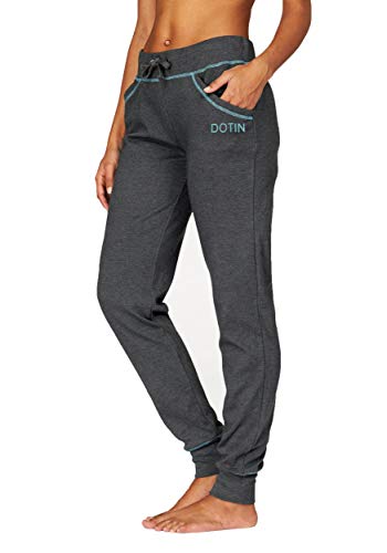 DOTIN Pantalón Mujer Largo Pantalones Deportivos Casual Invierno Otoño Pants Correr Jogging Fitness Gris Oscuro L