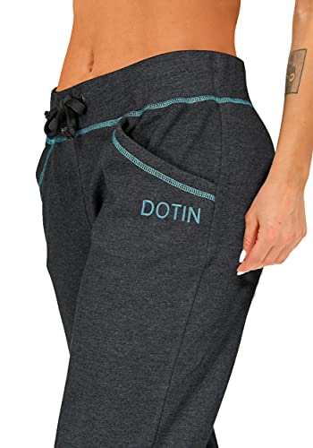 DOTIN Pantalón Mujer Largo Pantalones Deportivos Casual Invierno Otoño Pants Correr Jogging Fitness Gris Oscuro L