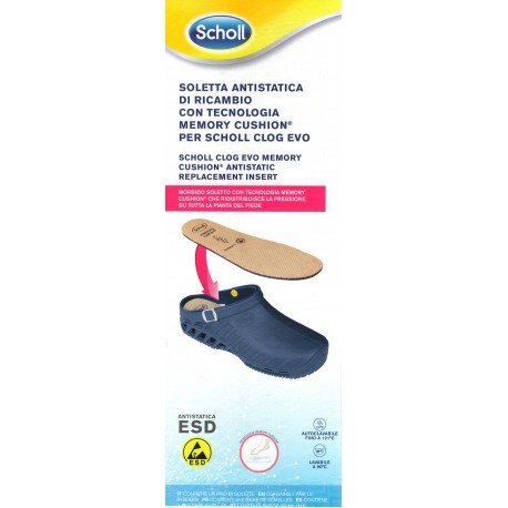 Dr. Scholl - Plantilla antiestática de recambio con Memory Cushion para Clog Evo 41/42