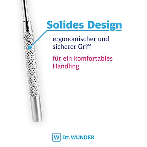 Dr. Wunder® Limpiador lingual: 100% acero inoxidable quirúrgico – naturalmente antimicrobiano | raspador de lengua profesional | higiene bucal mejorada y aliento fresco | recomendado por dentistas