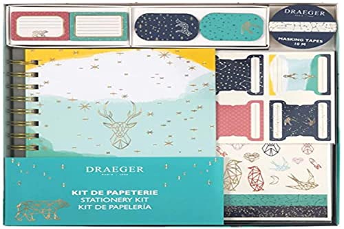 DRAEGER PARIS 1886 - Kit de papelería - Cuaderno 13x18cm + Accesorios decorativos, Colección Constelaciones