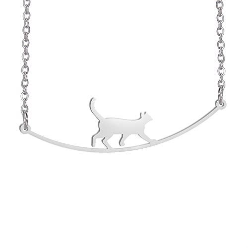 Dreamtimes Collar de gato con animal para mujer de acero inoxidable collar de gato perezoso collar de perro para niñas lindo cachorro animal colgante divertido joyería animal (Gato perezoso)