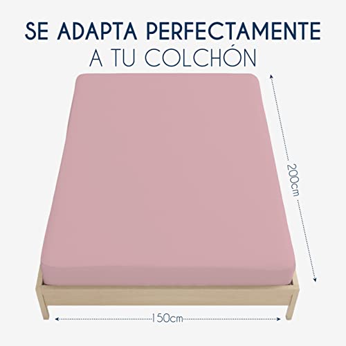 Dreamzie - Sabana Bajera 150 x 190/200 cm 100% Poliéster Microfibra - Rosado - Oeko Tex Sin Producto Químico (Garantía 2 Años) - Suave Piel de Melocotón con Elástico Total