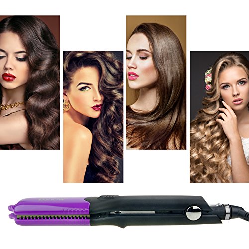 DSHOW 4 en 1 Plancha de Pelo Efecto Trenzas Plancha Ondas PequeñAs Ondulado con 4 Placas Intercambiables de CeráMica de Titanio Para Ondular el Cabello Plancha Onduladora Pelo Zig Zag (Morado)