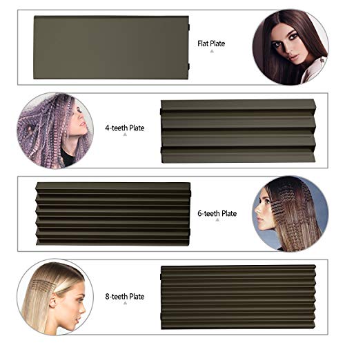 DSHOW 4 en 1 Plancha de Pelo Efecto Trenzas Plancha Ondas PequeñAs Ondulado con 4 Placas Intercambiables de CeráMica de Titanio Para Ondular el Cabello Plancha Onduladora Pelo Zig Zag (Morado)